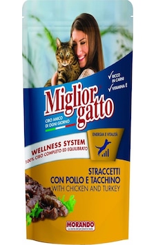 Miglior Gatto Tavuk ve Hindi Eti Parçalı Pouch Yetişkin Kedi Maması 100 G