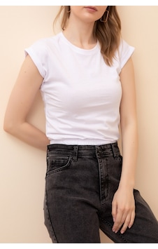 Caisya Bel Lastikli Beyaz Crop Bluz Caisya Bel Lastikli Beyaz Crop Bluz