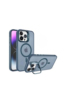 Apple Uyumlu iPhone 16 Pro Magsafe Stantlı Premium Kılıf Lens Mavi Apple Uyumlu iPhone 16 Pro Magsafe Stantlı Premium Kılıf Lens Mavi