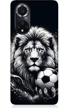 Huawei Nova 9 Uyumlu Siyah Beyaz Aslan Ve Futbol Topu Desenli Silikon Kılıf Huawei Nova 9 Uyumlu Siyah Beyaz Aslan Ve Futbol Topu Desenli Silikon Kılıf