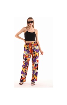 Polologin Butik Renkli Desenli Rahat Kesim Pantolon Mor Polologin Butik Renkli Desenli Rahat Kesim Pantolon Mor