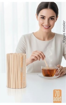 Ahşap Karıştırıcı Kaşık 70'li Paket Çay, Kahve Ve Servis İçin Hijyenik Ve Pratik