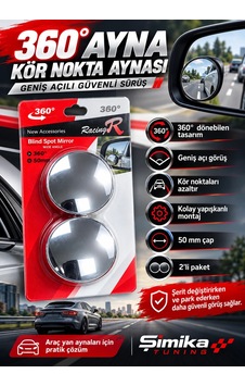 360 Dönebilen Kör Nokta Aynası 50 Mm 2'li Set Geniş Açılı Araç Yan Ayna Aparatı 360 Dönebilen Kör Nokta Aynası 50 Mm 2'li Set Geniş Açılı Araç Yan Ayna Aparatı