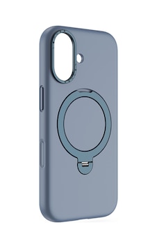 Apple Uyumlu iPhone 17 Kılıf M-safe Şarj Özellikli Metal Standlı Sıvı Silikon Lenyes Ck223 Kapak Mavi Mavi