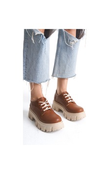 Akınabella Kalın Tabanlı Bağcıklı Loafer Ayakkabı Taba Taba Akınabella Kalın Tabanlı Bağcıklı Loafer Ayakkabı Taba Taba