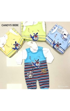 Bebessi Çizgili Bebek Tulum Çok Renkli Bebessi Çizgili Bebek Tulum Çok Renkli