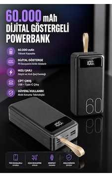 Powerbank 60.000 Mah Hızlı Şarj 4 Çıkışlı Uzun Şarj Süreli Dijital Göstergeli 3855796 Powerbank 60.000 Mah Hızlı Şarj 4 Çıkışlı Uzun Şarj Süreli Dijital Göstergeli 3855796