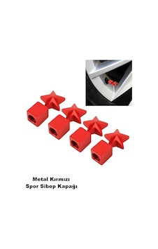 Sibop Kapağı Metal Yıldız Model Kırmızı Renk Profesyonel Yıldız Logo Metal Sibop Kapağı 4 Parça Set