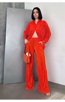 Verymoda Piliseli Pantolon Oranj Verymoda Piliseli Pantolon Oranj