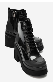 Luvi Shoes Norton Siyah Rugan Bağcıklı Fermuarlı Kadın Platform Topuklu Bot Luvi Shoes Norton Siyah Rugan Bağcıklı Fermuarlı Kadın Platform Topuklu Bot