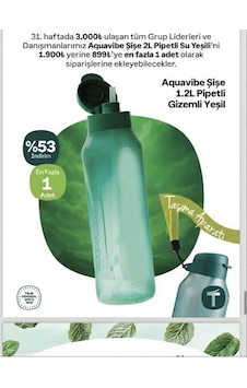 Tupperware Aquavibe Şişe 1,2 Lt Pipetli Ve İp Askılı Açık Yeşil Tupperware Aquavibe Şişe 1,2 Lt Pipetli Ve İp Askılı Açık Yeşil