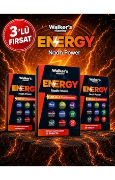 Energy Nadh Power 30 Tablet - 3 Lü Paket Nadh, Nmn, Q10 & Magnezyum Energy Nadh Power 30 Tablet - 3 Lü Paket Nadh, Nmn, Q10 & Magnezyum