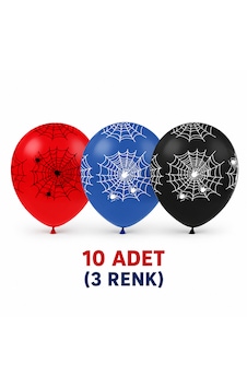 Spider Örümcek Ağı Baskılı Balon 10 Adet 3 Renk Çok Renkli Spider Örümcek Ağı Baskılı Balon 10 Adet 3 Renk Çok Renkli