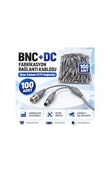 100 Adet Fabrikasyon Bnc + Dc Power Jack Kablolu Cctv Güvenlik Kamera Görüntü Ve Güç Bağlantı Kablos