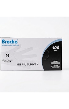 Broche Siyah Medium Pudrasız Nitril Dövme Eldiveni 100 Adet Broche Siyah Medium Pudrasız Nitril Dövme Eldiveni 100 Adet