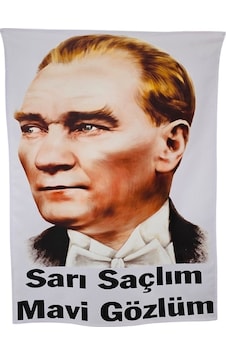 Sarı Saçlım Mavi Gözlüm Yazılı Atatürk Posteri