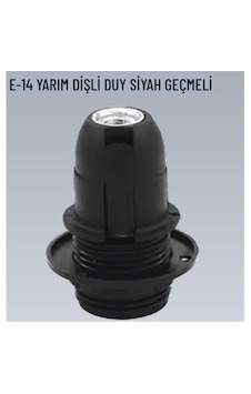 10 Adet E14 Yarım Dişli Geçmeli Siyah Duy 10 Adet E14 Yarım Dişli Geçmeli Siyah Duy