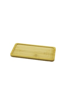 Lunaev Dikdörtgen Ahşap Bambu Yağdanlık Altlık Mini Tepsi 20x10x0.8 Cm Açık Beyaz