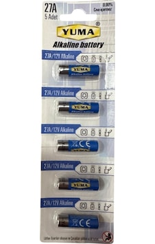 Yuma 27a Mn27 V27a V27ga 12 Volt Alkalin Pil 5 Li Paket Yuma 27a Mn27 V27a V27ga 12 Volt Alkalin Pil 5 Li Paket
