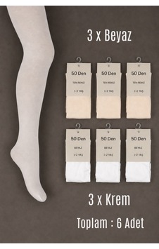 Cantoy Muz Külotlu Çorap 1-2 Yaş 50 Den 6 Adet Krem
