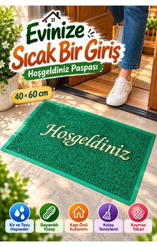 Yeşil 40x60 Cm Hoşgeldiniz Yazılı Kapı Önü Paspası Kıvırcık Dokulu Altın Yazılı Dekoratif Ev Paspası Yeşil 40x60 Cm Hoşgeldiniz Yazılı Kapı Önü Paspası Kıvırcık Dokulu Altın Yazılı Dekoratif Ev Paspası