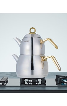Acar Alexi-Gold Aile Boy Çaydanlık Tk. Metal Kulp Xrd-21-0460/6 Çelik
