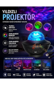 Ers- Galaxy Efektli Led Gece Lambası Projektörü Bluetooth Bağlantılı Ers- Galaxy Efektli Led Gece Lambası Projektörü Bluetooth Bağlantılı