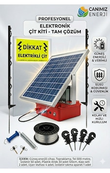Güneş Panelli Jel Akülü Elektrikli Çit Seti- Ayı Savar Hazır Arıcı Çit Takımı Plastik Direkli