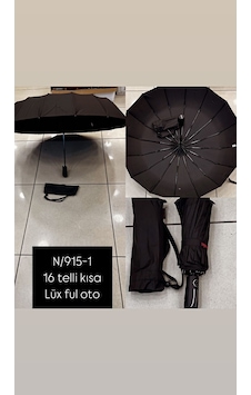 Rainwalker N915 Full Otomatik Lüx Şemsiye 16 Telli Siyah