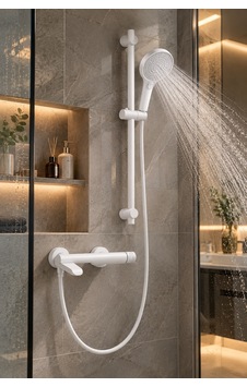 Alfas Termostatik Duş Bataryası Seti 3 Fonksiyonlu Basınçlı El Duşu Pirinç Banyo Duş Sistemi Beyaz Alfas Termostatik Duş Bataryası Seti 3 Fonksiyonlu Basınçlı El Duşu Pirinç Banyo Duş Sistemi Beyaz