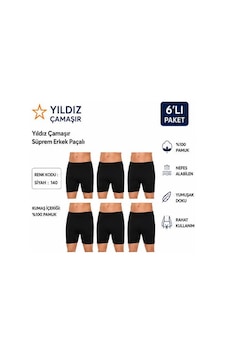 Yıldız Çamaşır Erkek Süprem Erkek Paçalı Boxer 05-140-141 - 6 Adet Siyah Yıldız Çamaşır Erkek Süprem Erkek Paçalı Boxer 05-140-141 - 6 Adet Siyah
