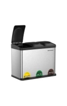 Songmıcs 45 L Pedallı Çöp Kovası 3 X 15 L Geri Dönüşüm Kovası, Gümüş Rengi Çelik Songmıcs 45 L Pedallı Çöp Kovası 3 X 15 L Geri Dönüşüm Kovası, Gümüş Rengi Çelik