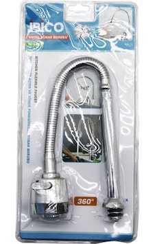 Metal Kubar - Batarya Borusu Krom Topaç Başlık Kademeli 360 Derece Yaylı Anti Twist Vakumlu