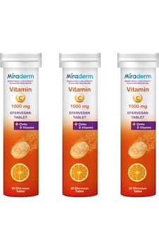 Miraderm Vitamin C 1000 Mg 20 Efervesan Tablet 3'Lü Miraderm Vitamin C 1000 Mg 20 Efervesan Tablet 3'Lü
