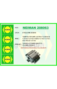 Ateşleme Bobini Tempra - Tıpo Mpı - Astra F - Corsa B 1.4i 16v-1.6i 16v - Tıgra 1.4 16v-1.6 16v - Vectr Ateşleme Bobini Tempra - Tıpo Mpı - Astra F - Corsa B 1.4i 16v-1.6i 16v - Tıgra 1.4 16v-1.6 16v - Vectr