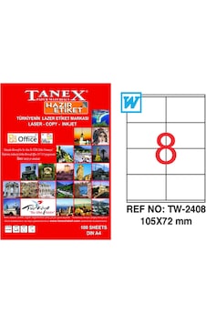 Tanex Tw-2408 105X72 Mm Lazer Etiket 100 Lü Paket Tanex Tw-2408 105X72 Mm Lazer Etiket 100 Lü Paket