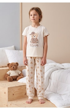 Remsa Kız Çocuk Kısa Kol Baskılı Penye Pijama Takımı 6510 Krem01 Remsa Kız Çocuk Kısa Kol Baskılı Penye Pijama Takımı 6510 Krem01