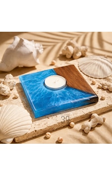 Classic Ceviz & Epoksi Mumluk El Yapımı Tealight Mumluk 12x12 Cm Tasarım Dekoratif Mumluk Açık Mavi Classic Ceviz & Epoksi Mumluk El Yapımı Tealight Mumluk 12x12 Cm Tasarım Dekoratif Mumluk Açık Mavi