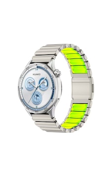 Huawei Watch Gt2 46mm Uyumlu Kordon Metal Kasa Silikon İç Kısım Tasarım Gümüş-yeşil Huawei Watch Gt2 46mm Uyumlu Kordon Metal Kasa Silikon İç Kısım Tasarım Gümüş-yeşil