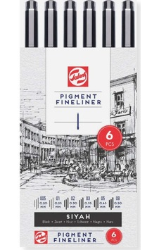 Talens Pigment Fineliner Teknik Çizim Kalemi 6lı Set Talens Pigment Fineliner Teknik Çizim Kalemi 6lı Set