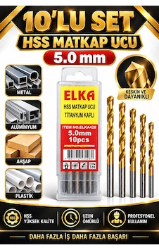 5 Mm Hss Titanyum Kaplı Matkap Ucu 10'lu Set Metal Alüminyum Ahşa 5 Mm Hss Titanyum Kaplı Matkap Ucu 10'lu Set Metal Alüminyum Ahşa
