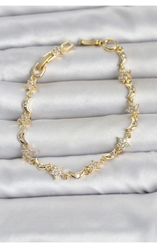 Mey İthalat Pirinç Gold Renk Zirkon Taşlı Ay Ve Yıldız Model Kadın Bileklik Çok Renkli Mey İthalat Pirinç Gold Renk Zirkon Taşlı Ay Ve Yıldız Model Kadın Bileklik Çok Renkli