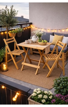 Ahşap Katlanır Masa Sandalye Piknik Bahçe Balkon