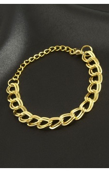 Çift Zincirli Lüks Çelik Bileklik - Sarı Sarı-37859 Çift Zincirli Lüks Çelik Bileklik - Sarı Sarı-37859