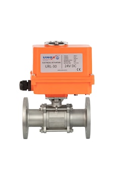 Unox Dn100-4" 24 V Dc Elektrikli Aktüatörlü Flanşlı Küresel Vana 3 Parçalı Unox Dn100-4" 24 V Dc Elektrikli Aktüatörlü Flanşlı Küresel Vana 3 Parçalı