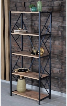 5 Katlı Kitaplık - Metal Ayaklı Ahşap Kitaplık, Dekoratif Raf Kiraz Kiraz 5 Katlı Kitaplık - Metal Ayaklı Ahşap Kitaplık, Dekoratif Raf Kiraz Kiraz
