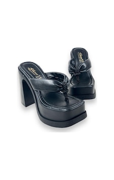 Kadın Salda Siyah Parmak Arası Platform Terlik 15 Cm 1030 001 Kadın Salda Siyah Parmak Arası Platform Terlik 15 Cm 1030 001