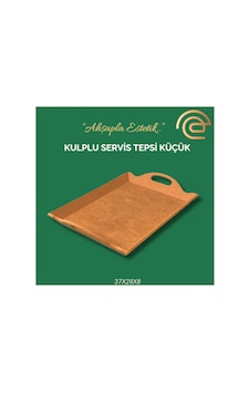 Kulplu Servis Tepsi Küçük Kahverengi
