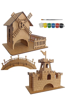 Chers Ahşap Maket 3'lü Set + Boya Ve Fırça Hediyeli Chers Ahşap Maket 3'lü Set + Boya Ve Fırça Hediyeli
