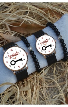 Siyah Rose Gold Hasır Çift Seninle Kilit Saat Ve Bileklik Hediyeli Çift Sevgili Saatleri Siyah Rose Gold Hasır Çift Seninle Kilit Saat Ve Bileklik Hediyeli Çift Sevgili Saatleri